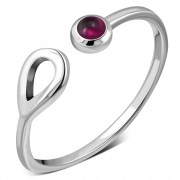 Garnet Silver Open Ring, r573